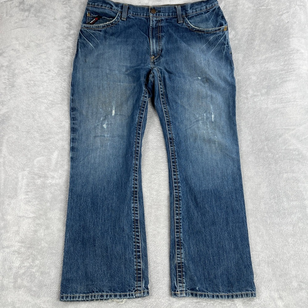 Ariat M4 Relaxed Bootcut FR Jeans 38x32 Blue Flame Resistant Workwear Denim Mens